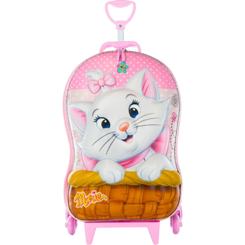 Mala Infantil Gatinha Marie 3D com Rodinhas - Rosa