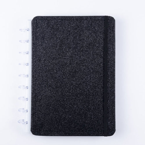 Caderno Shine Preto Médio M Capa Dura Disco Reposicionável Disko