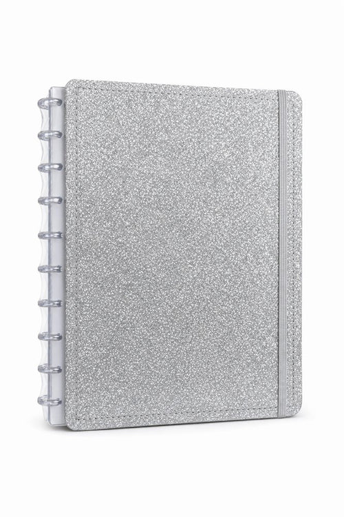 Caderno Shine Prata Capa Dura Disco Reposicionável Médio M