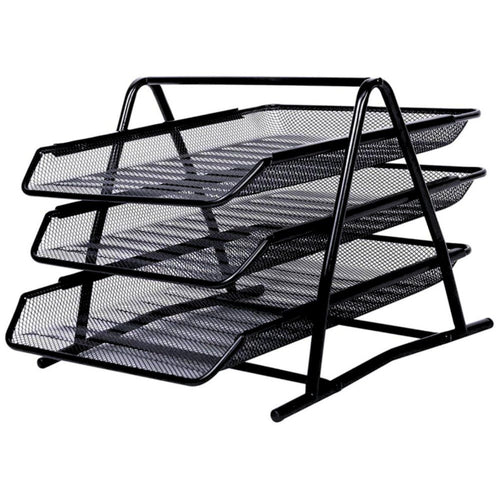 Organizador de Papéis com 3 Bandejas - Preta