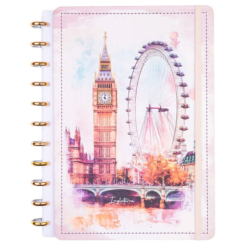 Caderno Disko Inglaterra Médio M Capa Dura Disco Reposicionável