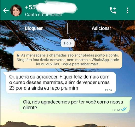 Depoimento de aluna no WhatsApp